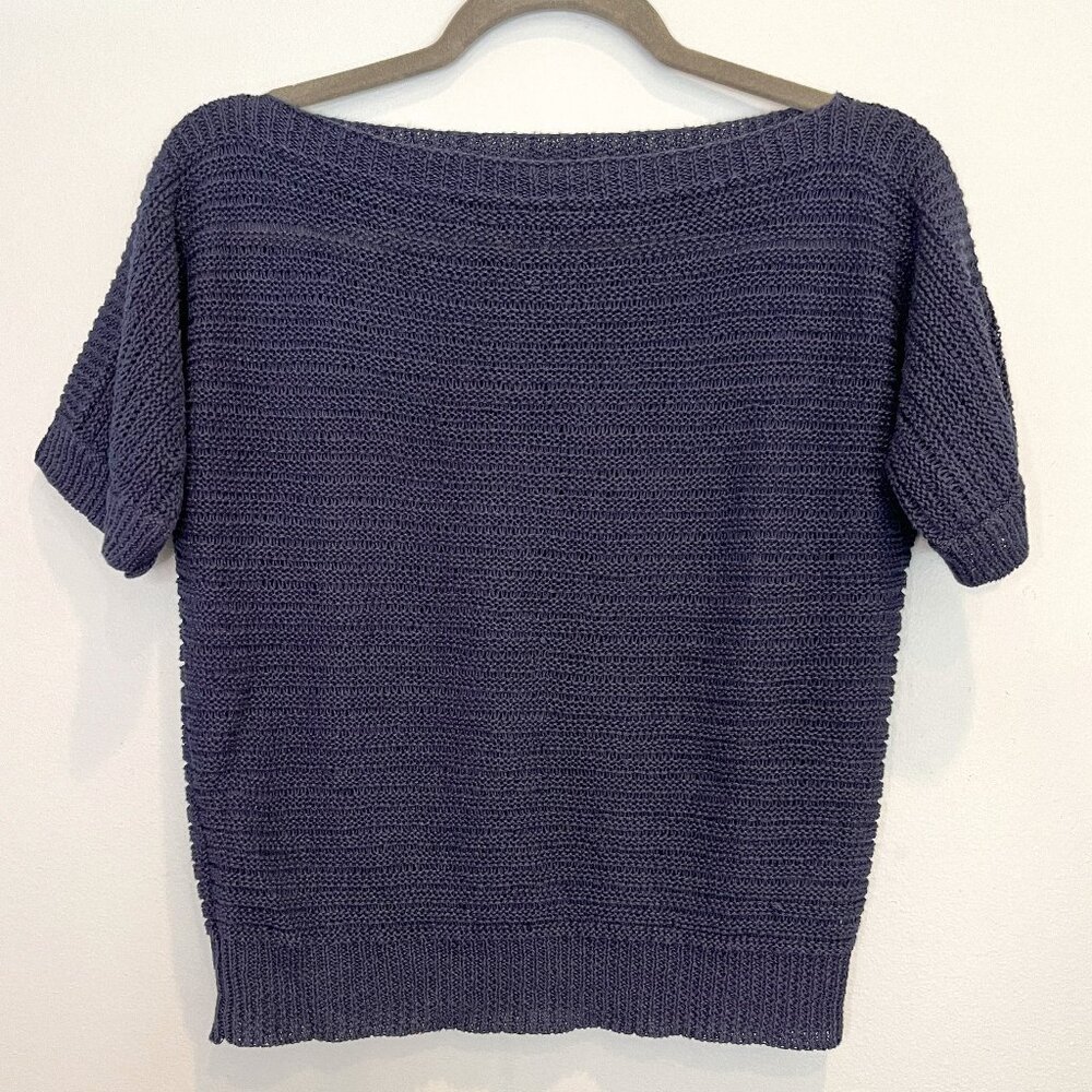 Lauren by Ralph Lauren Navy Boatneck Short Sleeve Sweater - Size Small
